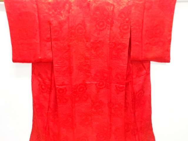 JAPANESE KIMONO / ANTIQUE JUBAN / SILK / WOVEN FLORAL KUSUDAMA